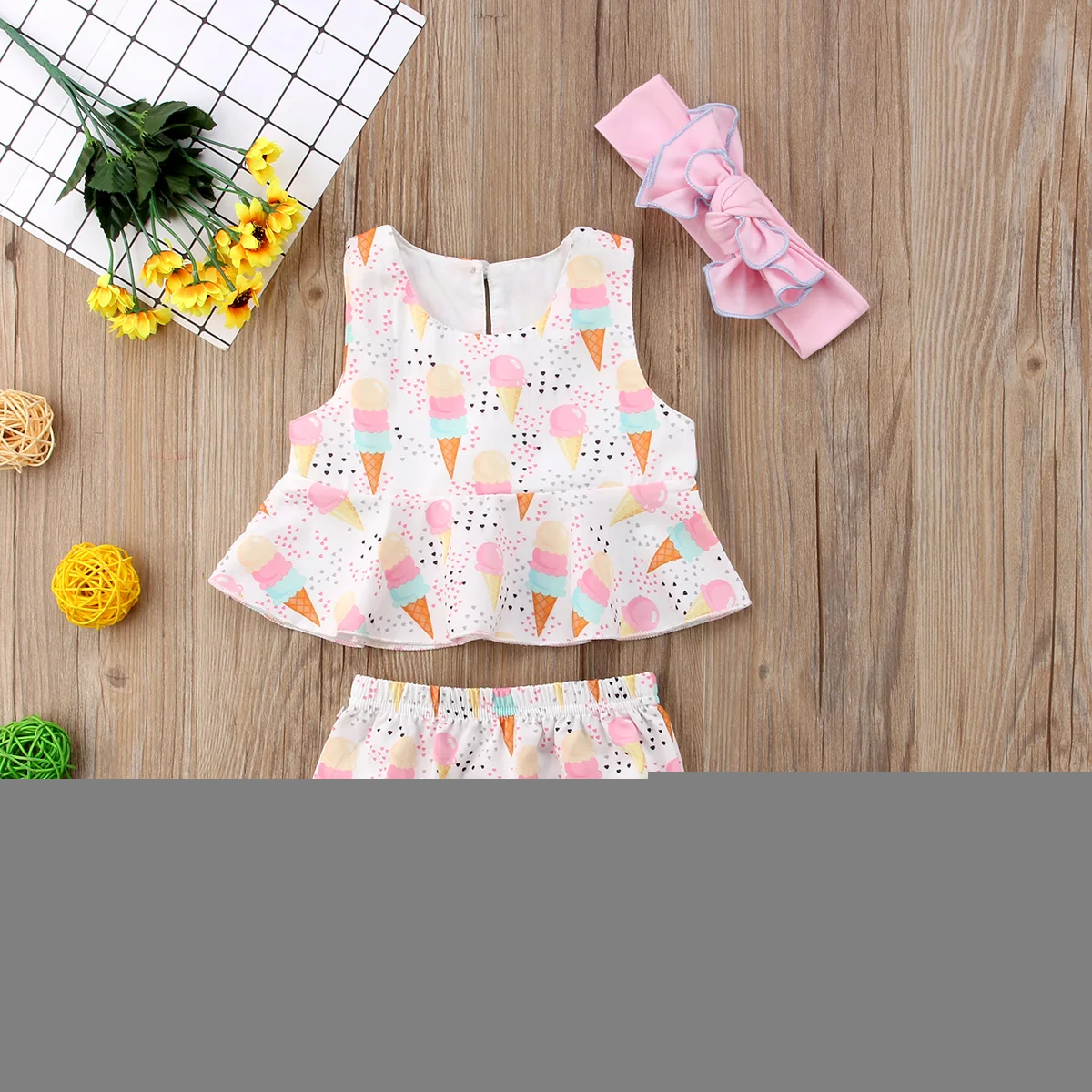 Комплект одежды для новорожденных из 3 предметов маленьких девочек топы с