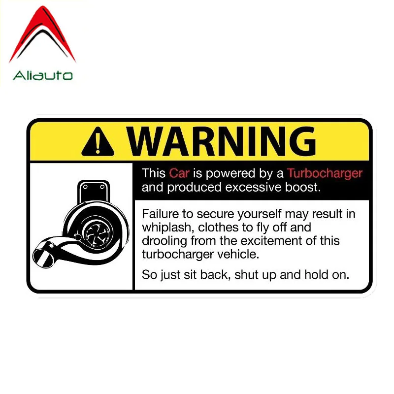 

Aliauto Warning Car Sticker The Car Is Powered By A Turbocharger Decal Accessories PVC for Nissan Suzuki Volvo Vw Civic,14cm*8cm