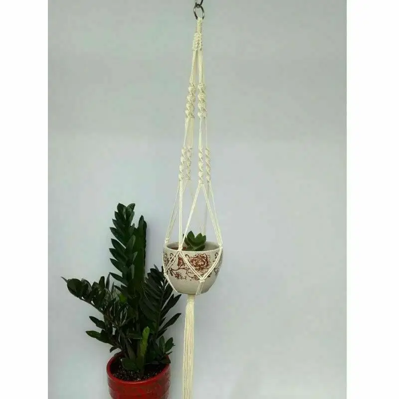 

Macrame Plant Hangers Indoor White Cotton Rope Flower Pot Hanging Hot