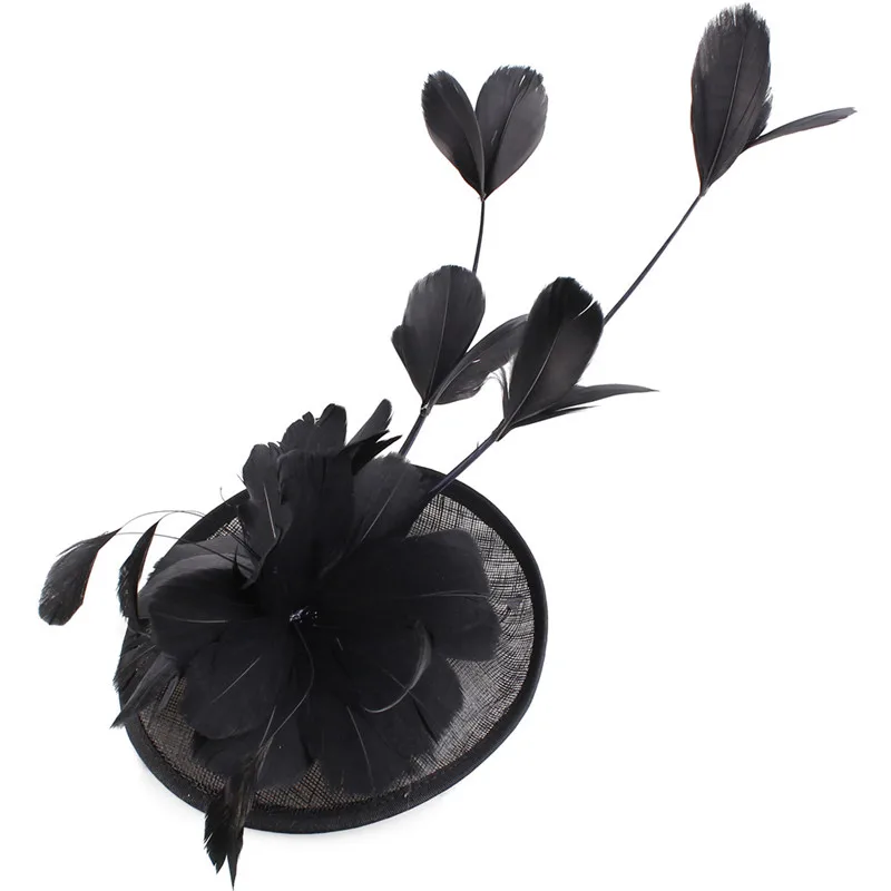 Женская Вуалетка Sinamay шляпы с перьями Millinery для свадебной вечеринки гонки