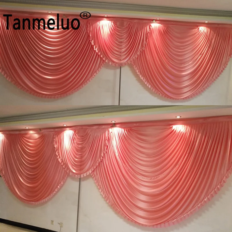 

6M/20ft Long Coral Pink Wedding Backdrop Swags Baby Shower Party Curtain Drapery Stage Background Ice Silk Drape Wall Decoration