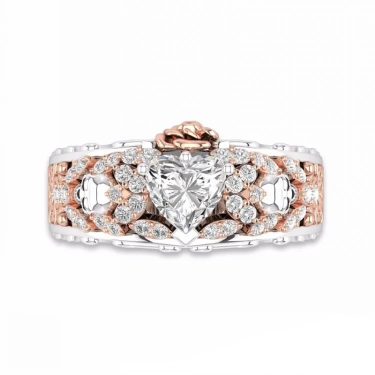 Женское кольцо с цветком из камня NPKDS классическое цвета розового золота и