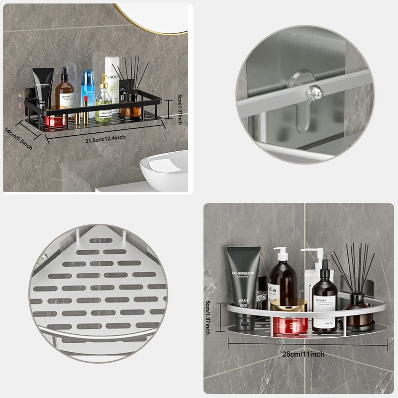 No-drill Bathroom Shelves Corner Shelf Shower Storage Rack Holder Toilet Organizer Accessories | Дом и сад