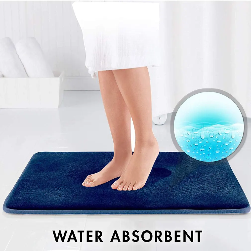 Home Bath Mat Non-slip Bathroom Carpet Soft Coral Fleece Memory Foam Rug Kitchen Toilet Floor Decor Washable 6 colors | Дом и сад