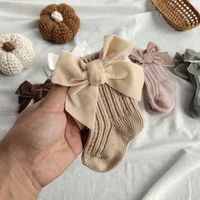 14pairs kids baby short socks girls for children princess style heavy knit toddler cotton socks with velvet bows christmas socks