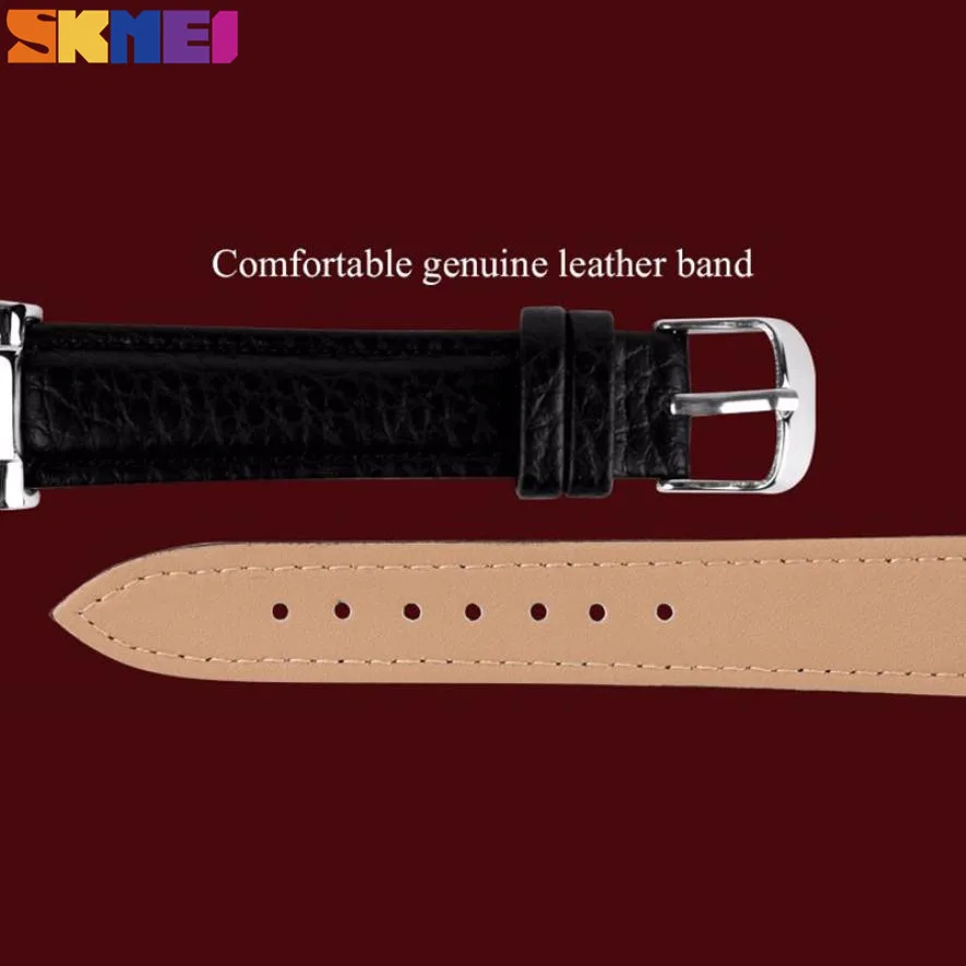 SKMEI роскошные часы женские кварцевые Топ бренд кожаный ремешок модные платья
