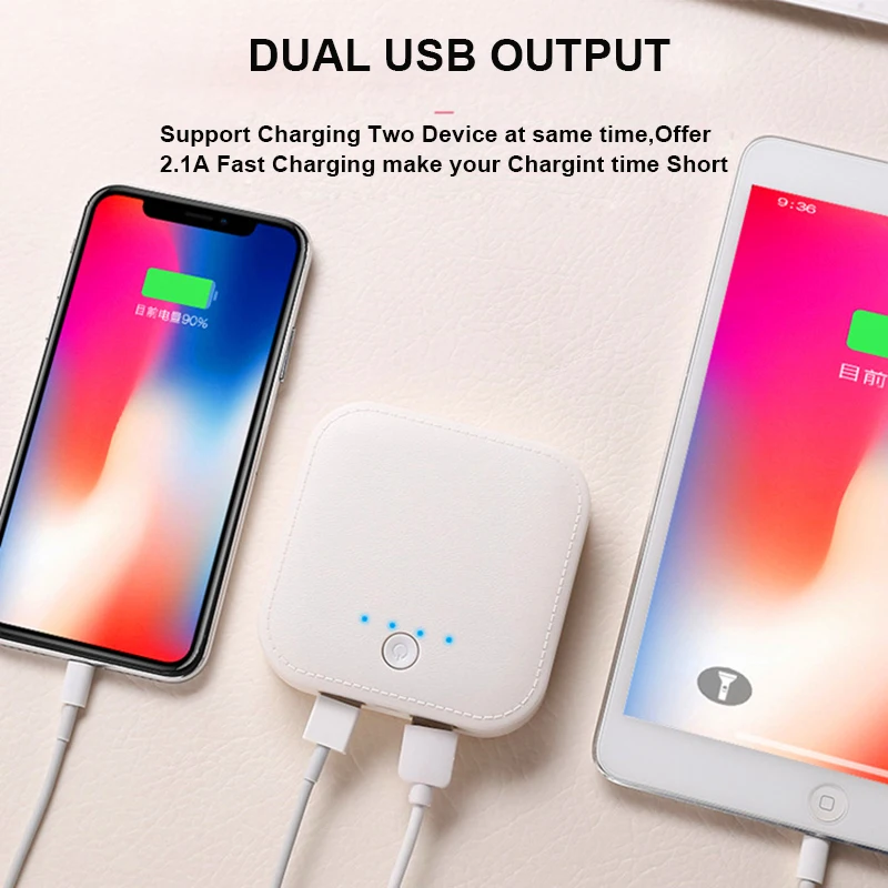 Внешний аккумулятор 10000 мАч 2 USB-выхода для iPhone 12 11 Pro Max Xiaomi | Мобильные телефоны и