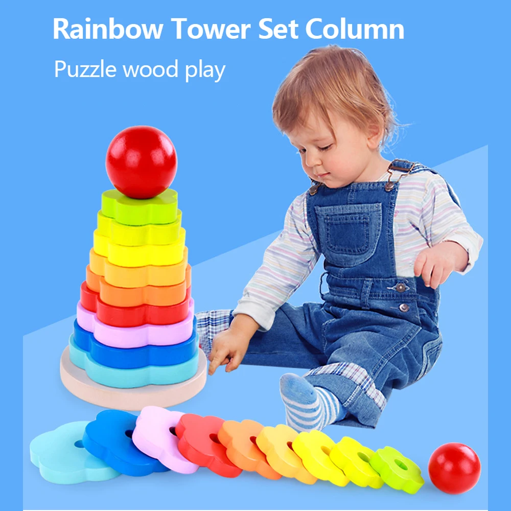 

Educational Toys Rainbow Tower Montessori Early Educational Toys For Children Cognition Toys For Child