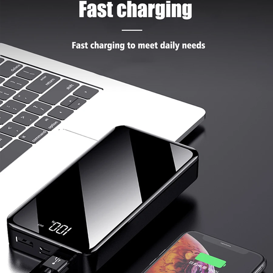 Внешний аккумулятор 30000 мАч, внешний аккумулятор, 2 USB, светодиодный, PoverBank, type-c, портативное зарядное устройство для телефона Apple, Xiaomi