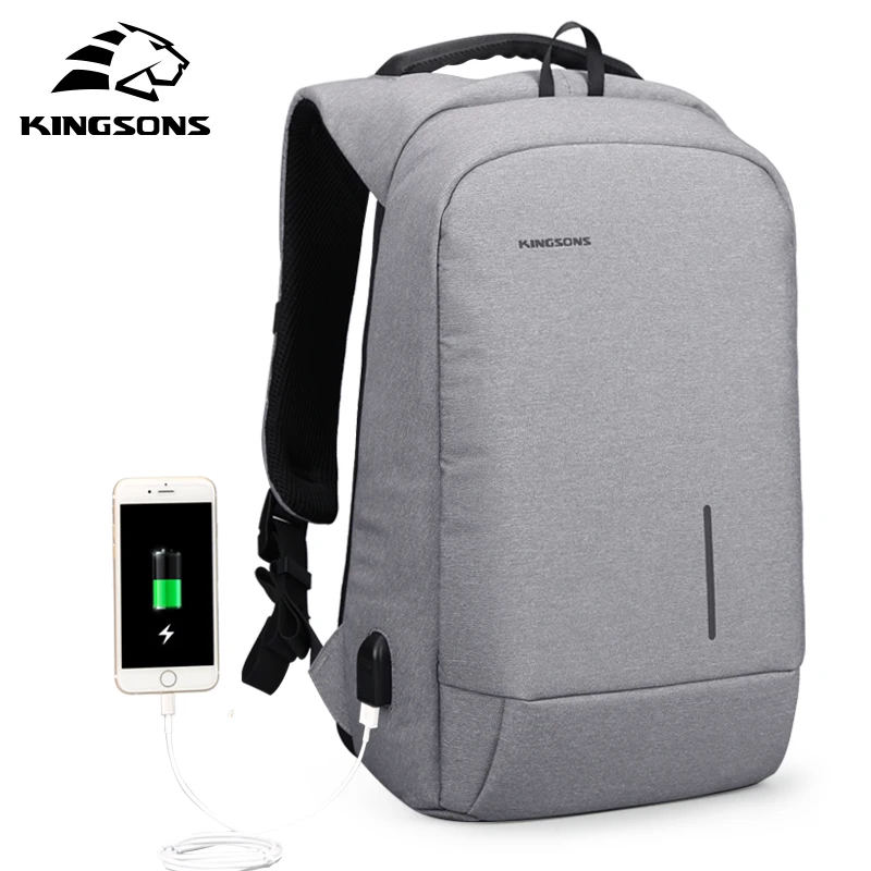 Рюкзак Kingsons KS3149W для ноутбука с внешней зарядкой от USB 13 3 и 15 6 дюйма школьная сумка