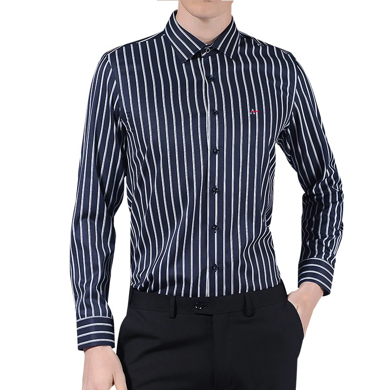 2020 camisa aramis Reserved   Men's Striped Shirts Korea Fashion Work Casual Long Sleeve Slim Fit Dress Shirt Dropshipping