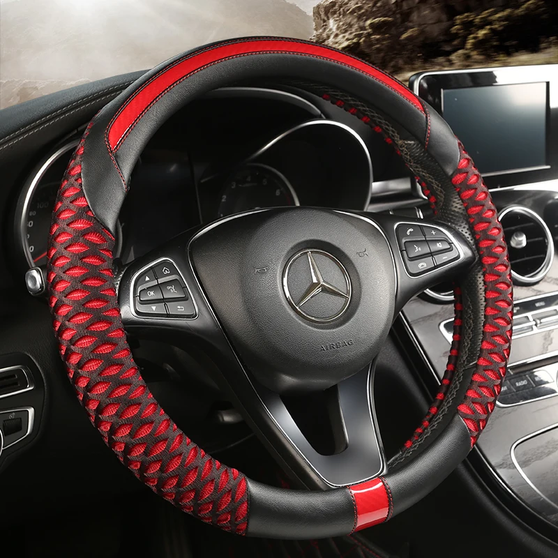 

Anti Slip Car Carbon Fiber Steering Wheel Cover for Mercedes Ben AMG 38cm Models A C CLA E GLA GLC GLE S B CLS Class Accessories