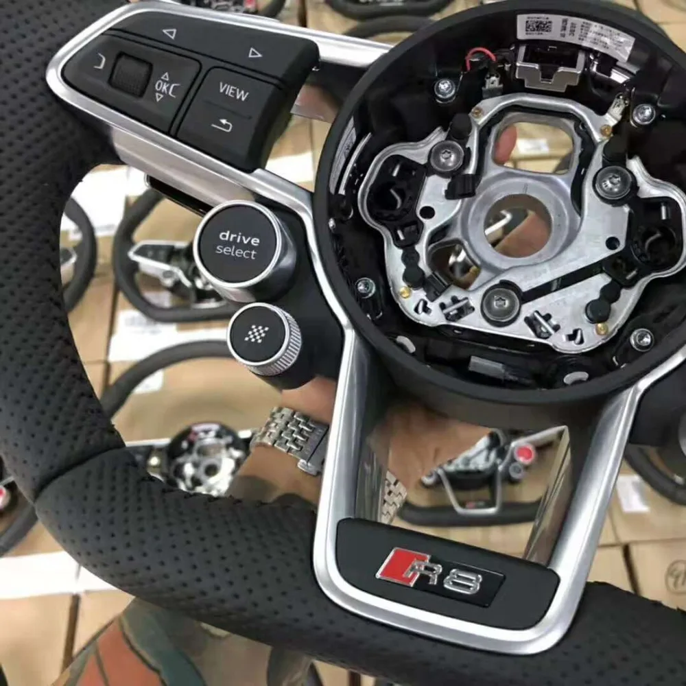 Светодиодный гоночный из углеродного волокна руль с кнопкой MFS для Audi R8- TT- TTS- TT RS