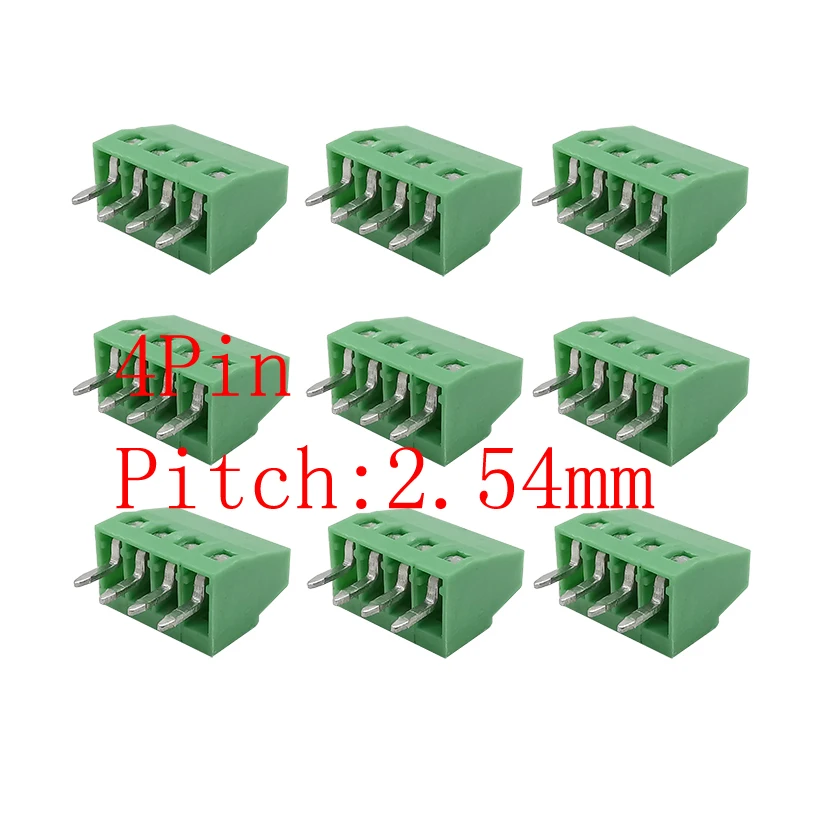 Зеленый KF120-2.54-4P 2 54 мм/0 1 &quotшаг 4Pin игольчатым подшипником PCB Винтовые клеммы