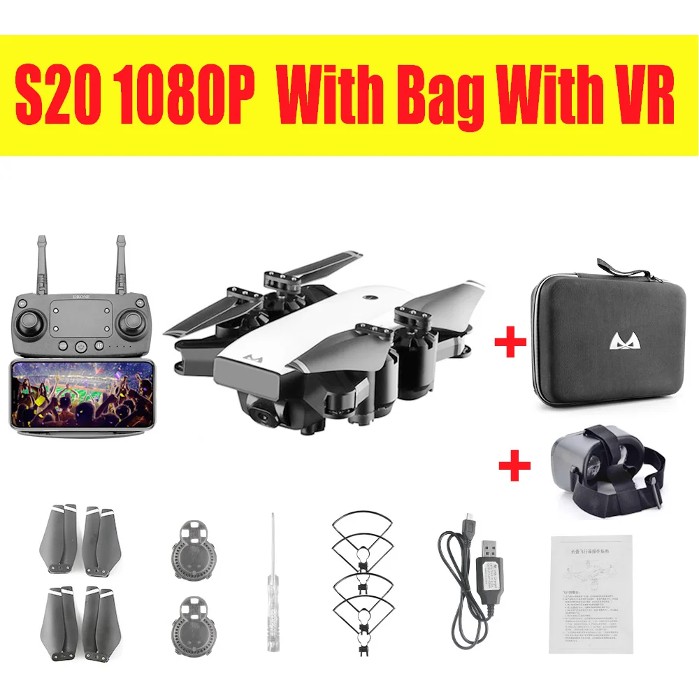1080P wifi bag VR SMRC S20 Дрон с HD 1080P Wifi камерой Квадрокоптер парящий FPV Квадрокоптеры 5MP складной RC вертолет сумка для хранения игрушка для мальчика - Цвет: 1080P wifi bag VR