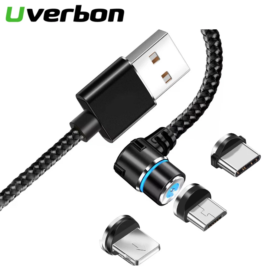 Магнитный USB кабель 90 градусов для быстрой зарядки типа C магнитное зарядное