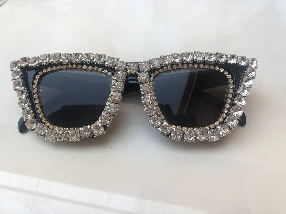 

Fashion Leopard Color Women Cat Eye Sunglasses Diamond Plastic Sun Glasses UV400 Square Shades Eyewear Gafas de sol