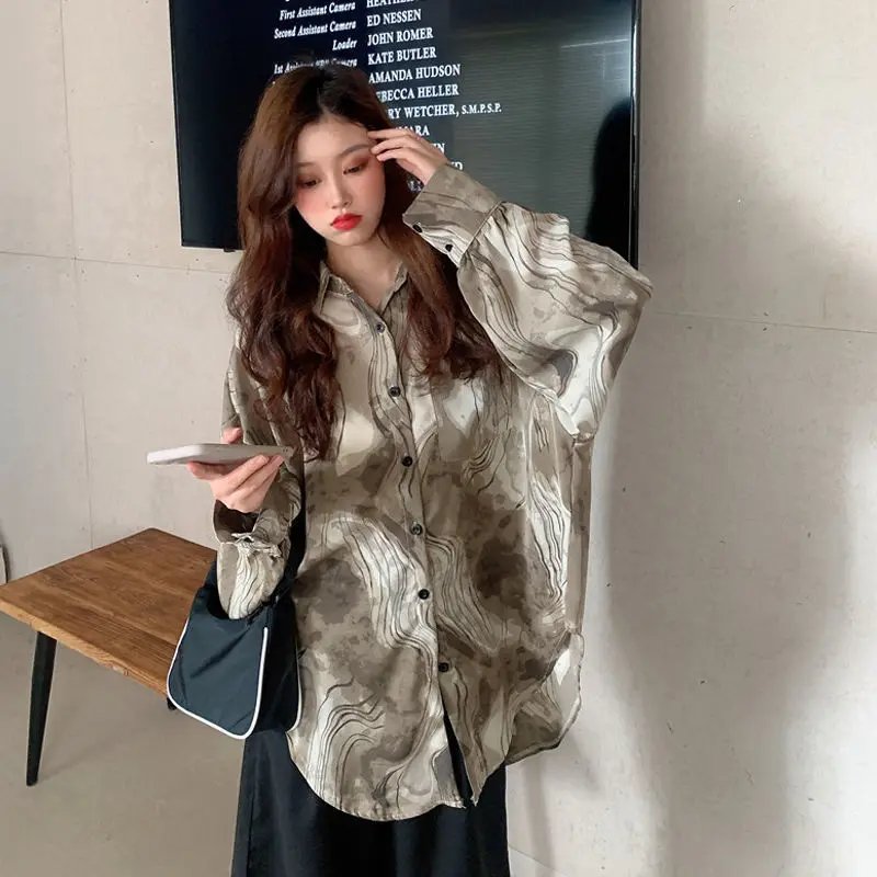 Shirts Women Artistic Chiffon Loose Soft Turn Down Collar Casual Ulzzang Sun Proof Spring Paisley Retro Fashion Design Female | Женская