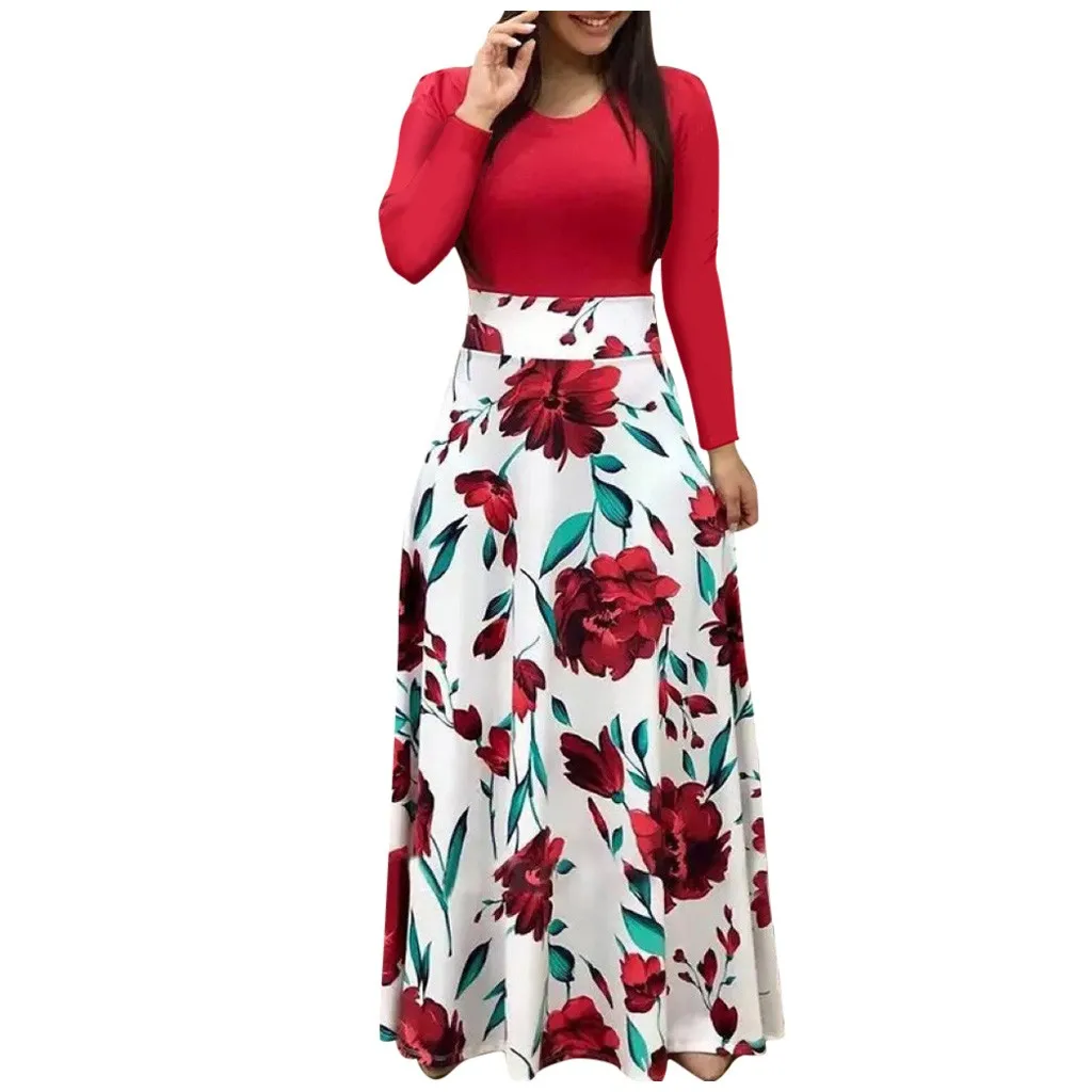 Robe hiver femme женское платье с длинным рукавом с цветочным принтом Boho длинное зимнее платье для девушек Повседневное платье vestidos ropa mujer sukienki