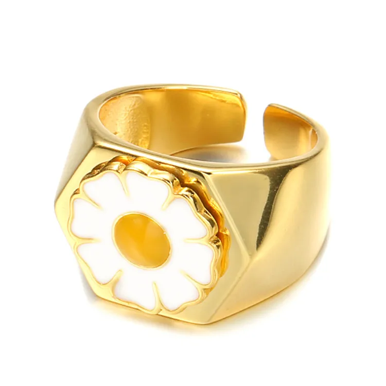 

Simple and Creative Drip Glaze Ring Female Korean Version Of The Personality Forest Sun Flower Open Ring Ring Jewelry