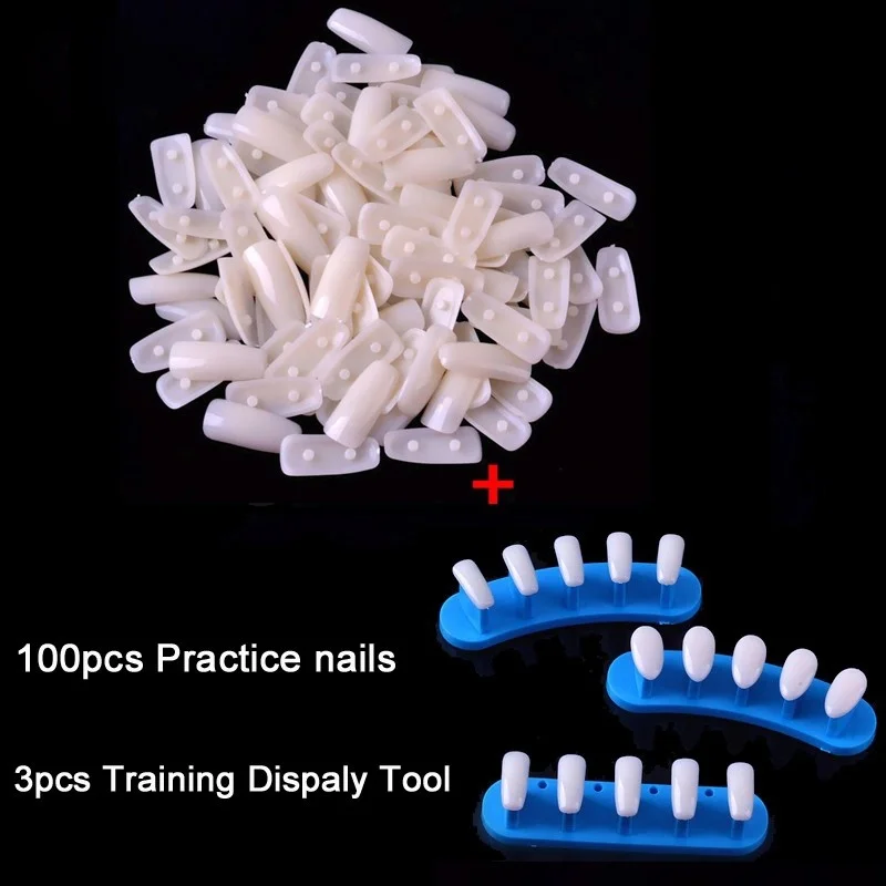 

100 шт. квадратный Пластик накладные ногти + 1 комплект Тренер Инструмент регулируемый нейл-арта модель рука для практики Нейл-тренировочный ...