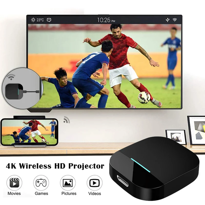 Беспроводной адаптер для HD-дисплея 4K Wi-Fi ресивер потокового видео мобильного