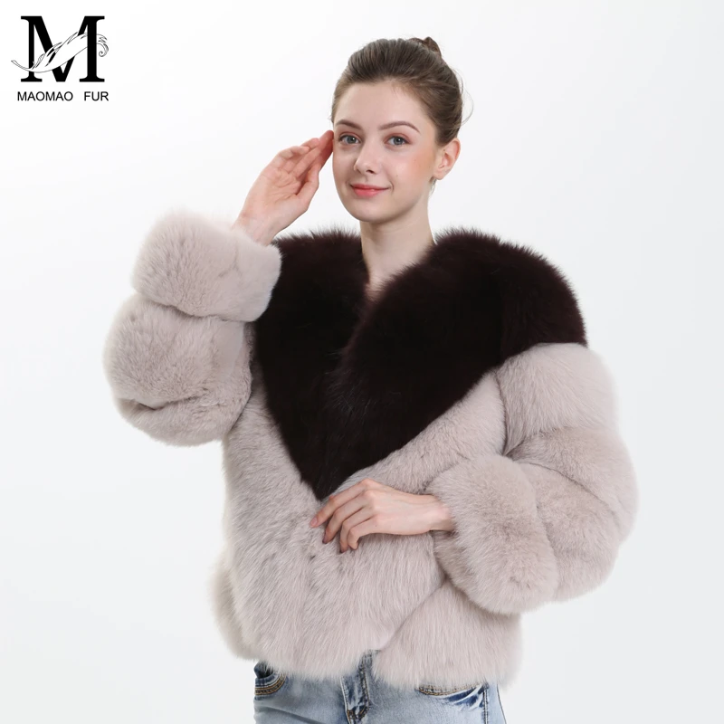 MAOMAOFUR пальто из натурального Лисьего меха женская натуральная меховая верхняя одежда женская Женская Толстая теплая куртка из натурального меха пальто из натурального Лисьего меха