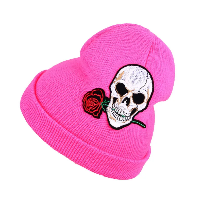 Новое модное платье с цветочным принтом с вышивкой вязаные skullies для мужчин и женщин, с героями мультфильмов, повседневная одежда, шапка зимняя теплая обувь для детей; мягкая хлопковая кепка головные уборы skullies