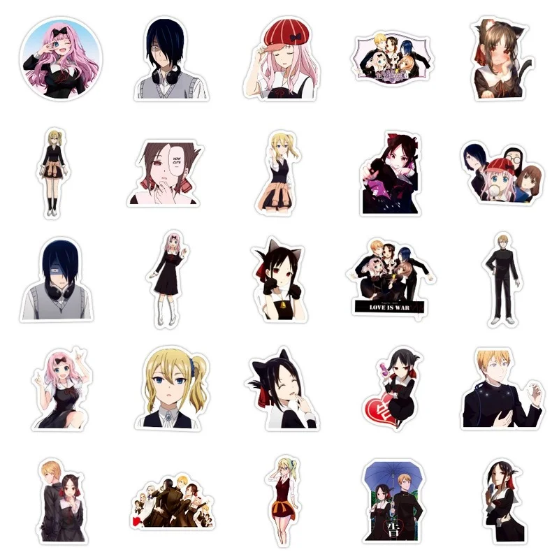 Pegatinas de Anime Love Is War Chika Fujiwara para chica, calcoman&iacute;as para manualidades, papeler&iacute;a, port&aacute;til, tel&eacute;fono, maleta para guitarra, Linda pegatina Kaguya Sama, 10/50 Uds.-5