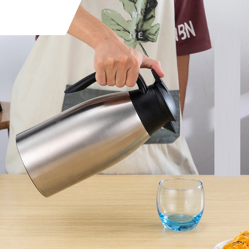 

Stainless Steel Insulated Pot Double Deck Household Vacuum Welcome Pot European Hot Water Bottle Hotel Coffee Pot 304