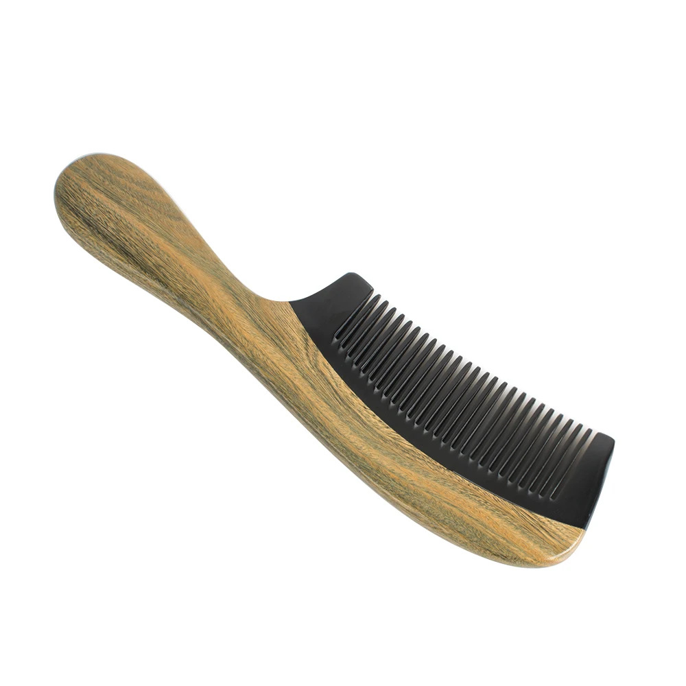 Ox рога зеленый сандалового дерева деревянный гребень волос стиль инструмент