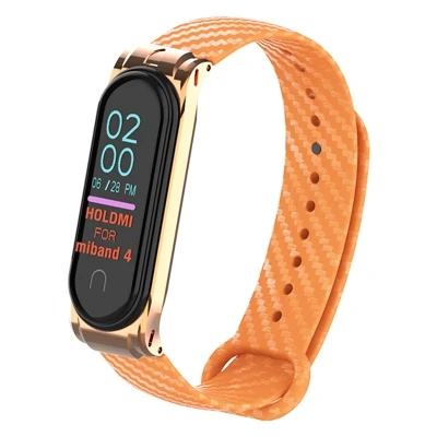 Orange band 4 3 Металлический браслет из нержавеющей стали mi Band 4 Модный Цветной ремешок из углеродного волокна для mi Band 4 3 Xiaomi mi Band 4 сменный Браслет - Цвет: Orange band 4 3
