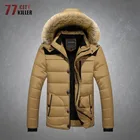 Парка мужская флисовая, с воротником из меха енота, с капюшоном, ветрозащитная, однотонная, большой размер 6XL