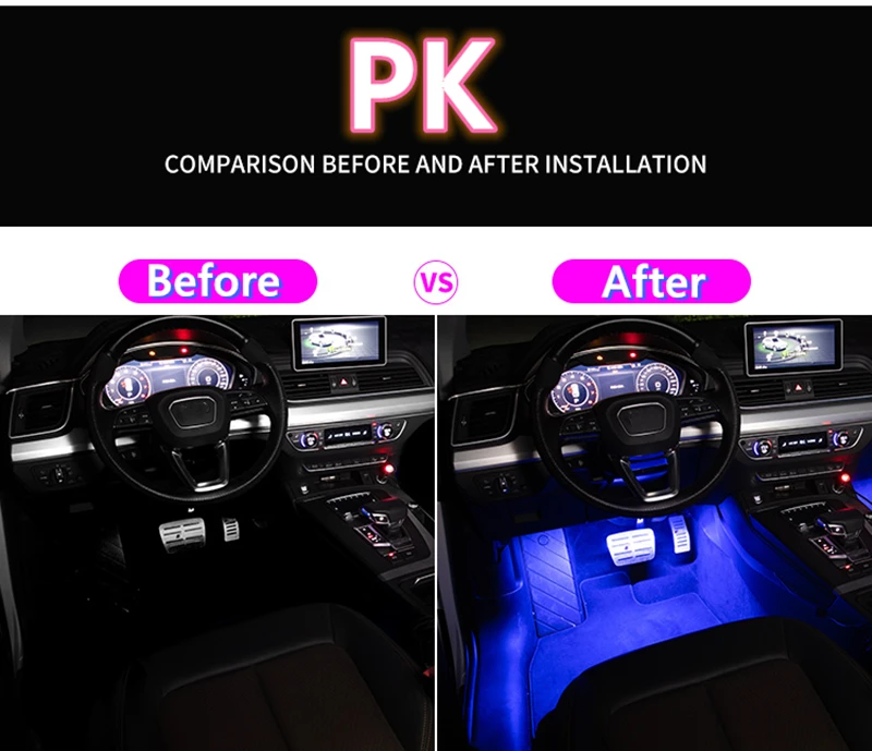 Светодиодная RGB лента для приборной панели в салоне автомобиля декоративная