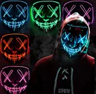 Страшная неоновая маска на Хэллоуин, светодиодсветодиодный светильник ка, маска для косплея, светящаяся в темноте, фотомаски для взрослых и детей