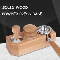 58mm manual wood coffee tamper holder mat beech press powder base italian coffee brewing hammer pad accessories coffee sets