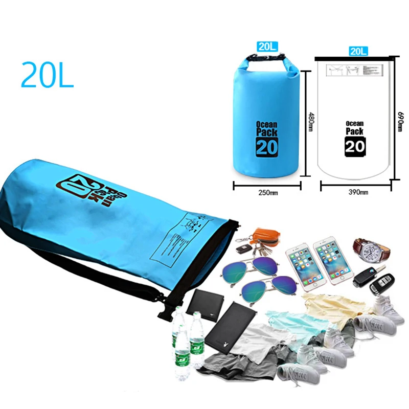 

Outdoor Waterproof bag Diving Dry Bag Portable Swimming Bags 5/10/15L/20L Rafting Sack PVC Coated for River Trekking