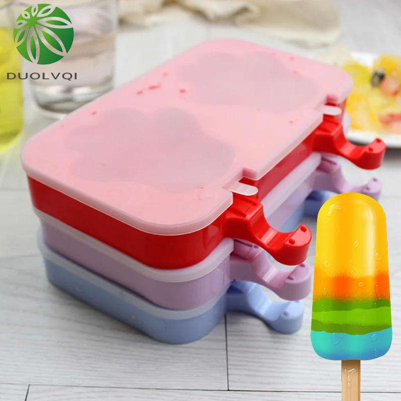 Форма для мороженого Holaroom с 3 отверстиями и деревянной палочкой силиконовые