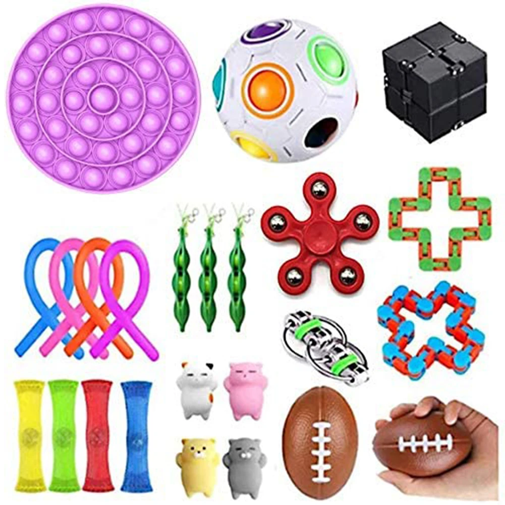 

20/21/22PCS Fidget Sensory Toy Pack Stress Relief Toys Autism Anxiety Relief Stress Pop Bubble Fidget Toys For Kids Adults