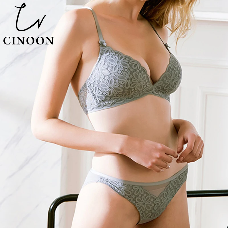 CINOON, сексуальное женское белье, Прозрачное нижнее белье, ультра-тонкий бюстгальтер, набор, новинка, женский бюстгальтер с высокой талией, трусики с цветочной вышивкой