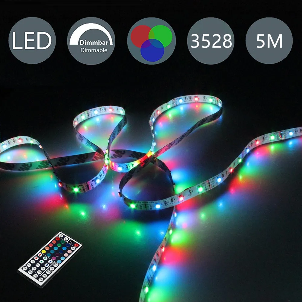 5M 3528 SMD Светодиодные ленты светильник RGB гибкая светодиодная лента световой DC 12V +