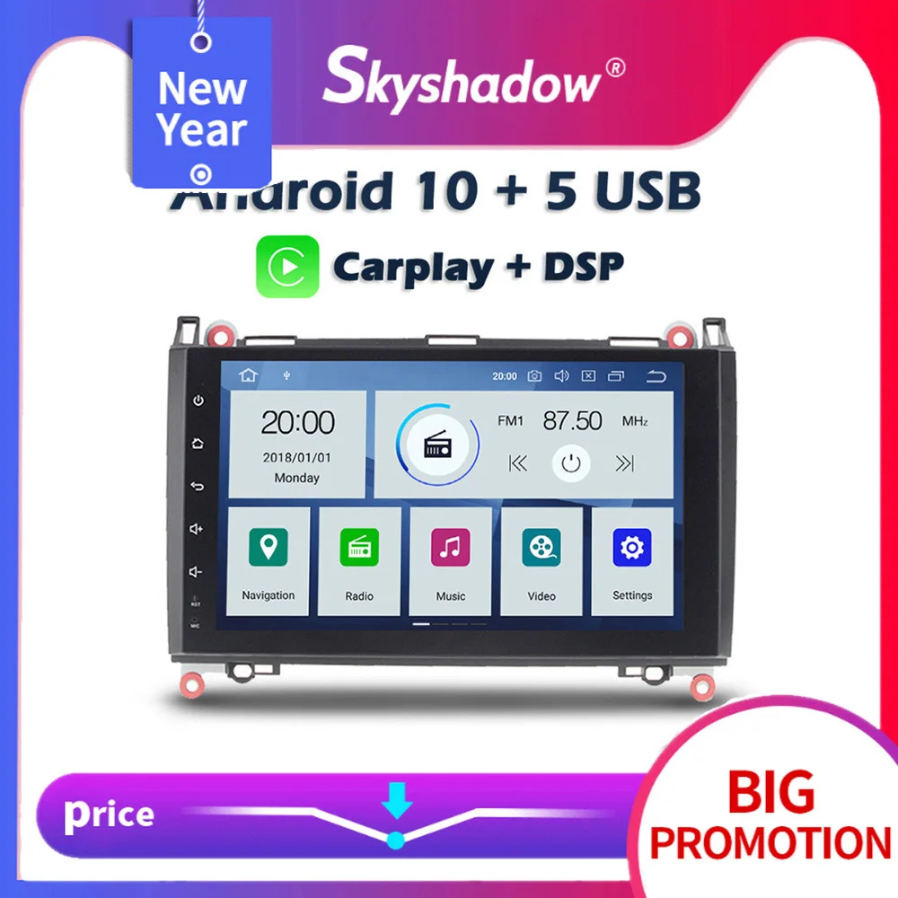Автомобильный DVD плеер Carplay DSP PX6 IPS Android 10 64G GPS карта Bluetooth RDS радио для Benz W169 W245 Viano Vito