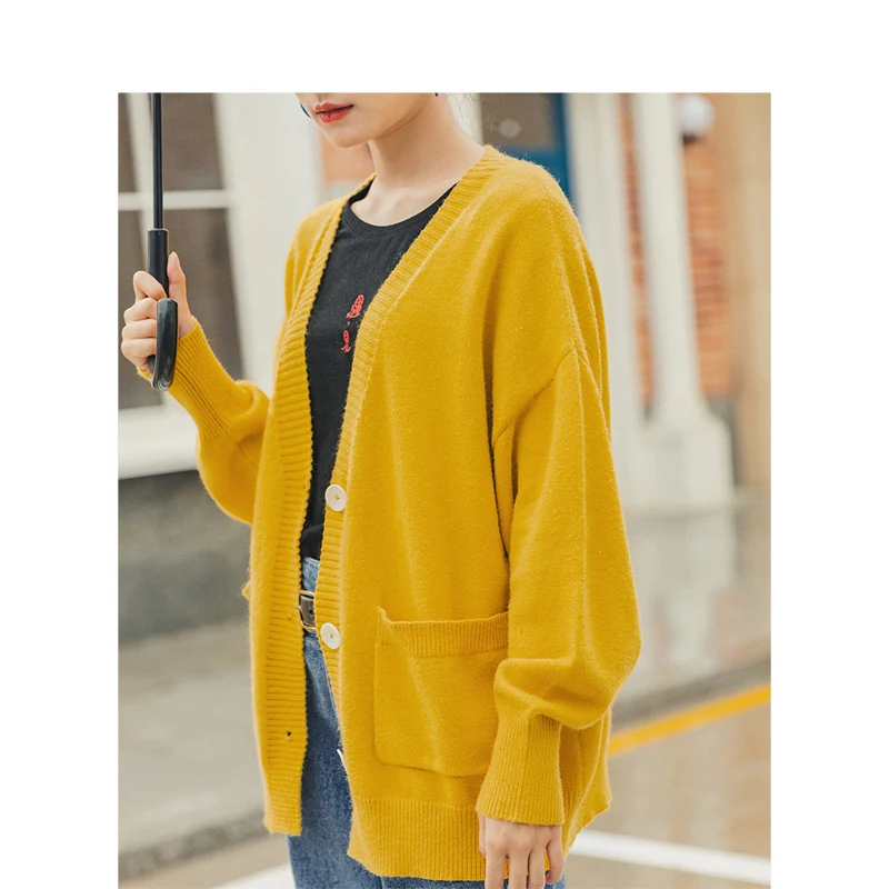 INMAN весенний осенний Молодежный литературный стиль трикотажный v-образный вырез