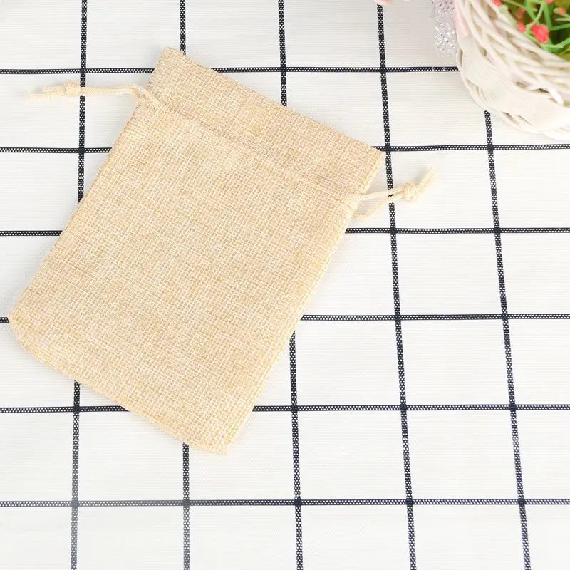 

5Pcs Linen Cotton Gift Bags Christmas 7x9cm Jewelry Drawstring Pouch Cosmetic Wedding Candy Wrappling Reusable Sachet Packing