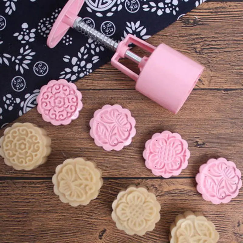 50 г форма для лунного торта 4 марки круглая бочка Mooncake ручная печенья под