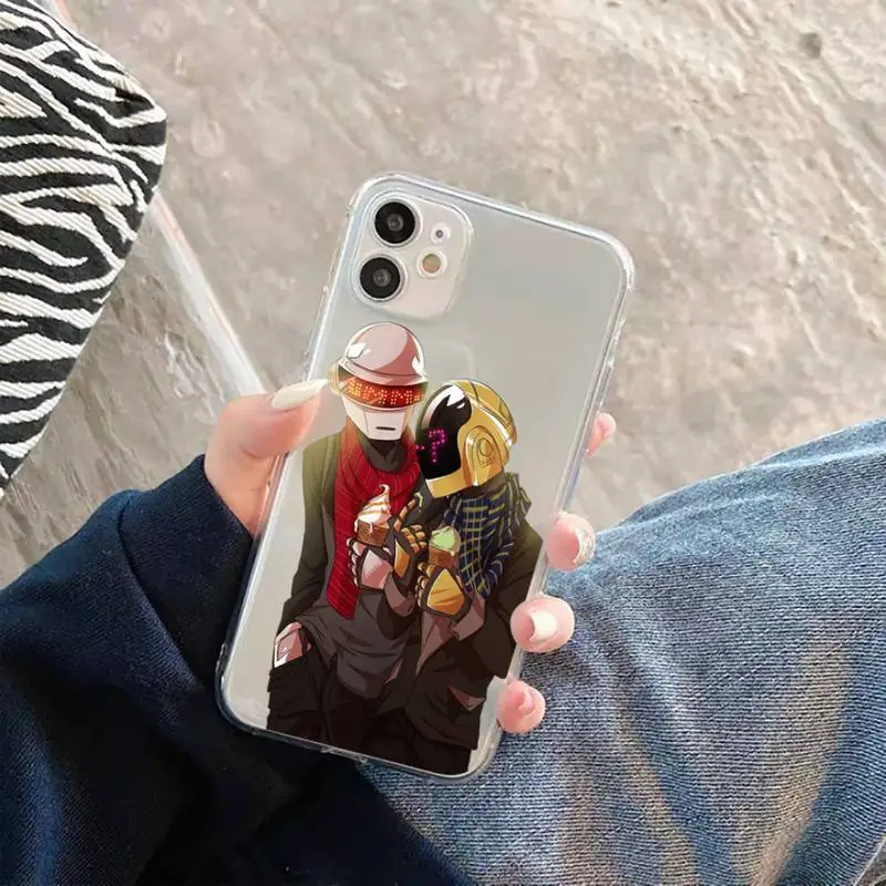 

rock music Daft Punk Helmet Phone Case For iphone 12 11 8 7 6s 6 5 5s 5c se plus mini x xs xr pro max Transparent soft