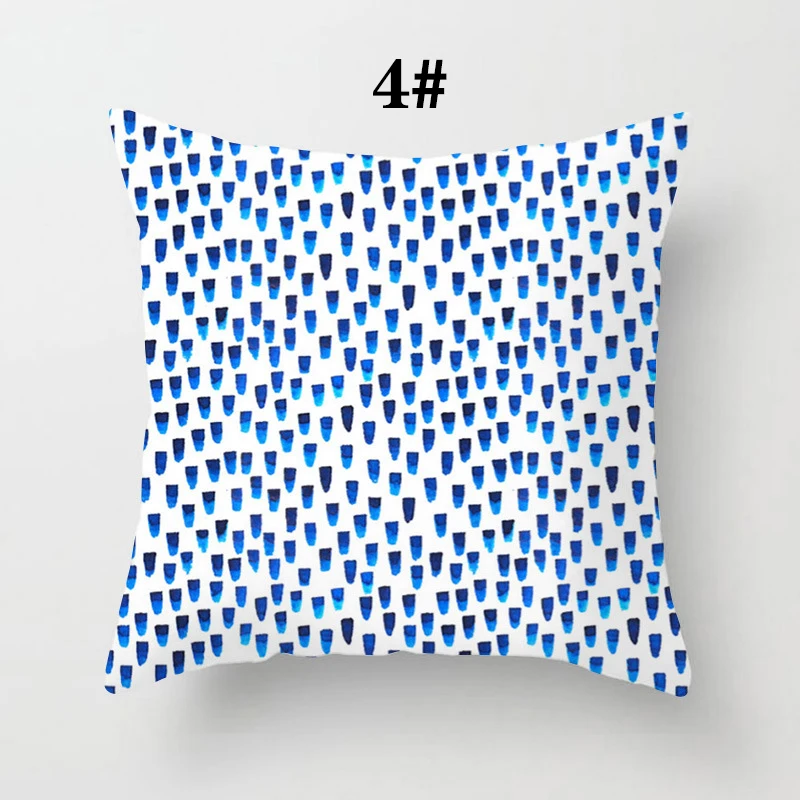 

45*45cm Geometric Printed Pillow Case Square Pillow Cover Vintage Polyester Pillowcase Cushion Cover Blue Abstract Home Decor