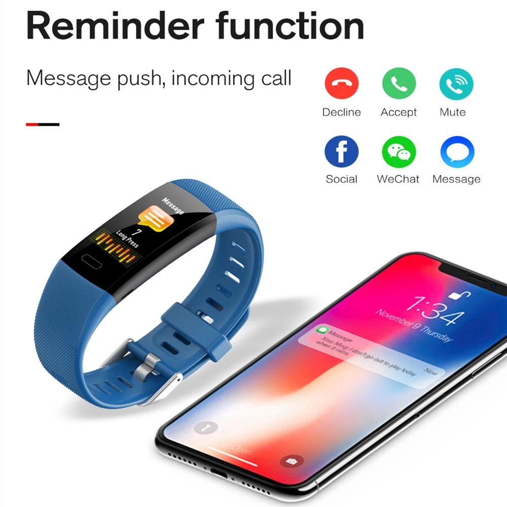 Bluetooth Смарт-часы пульсометр кровяное давление O2 монитор мульти-спортивные режимы