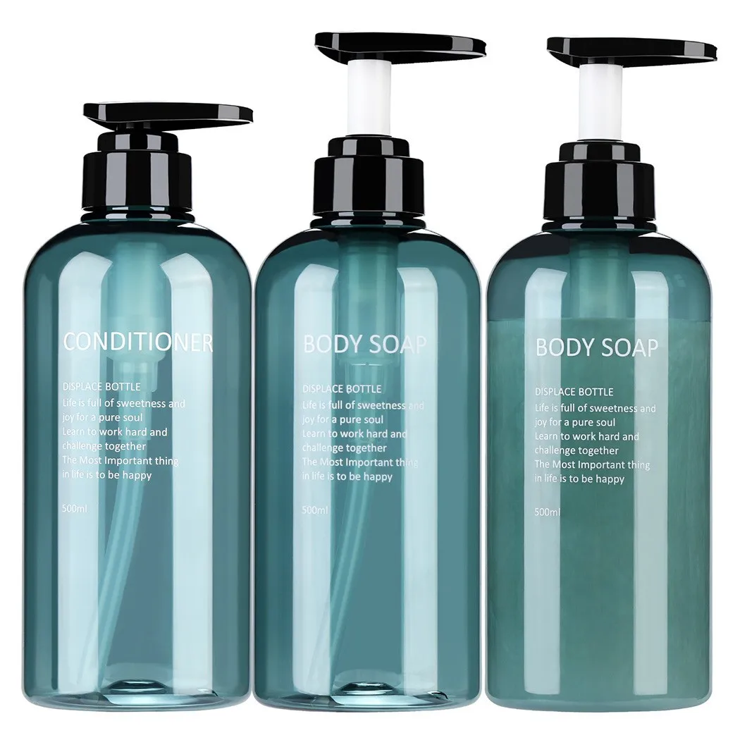 3 Pcs 500ml Empty Bottle Set Lotion Shampoo Shower Gel  Hair Conditioner Press Portable Soap Dispenser Bath Pump Bottle
