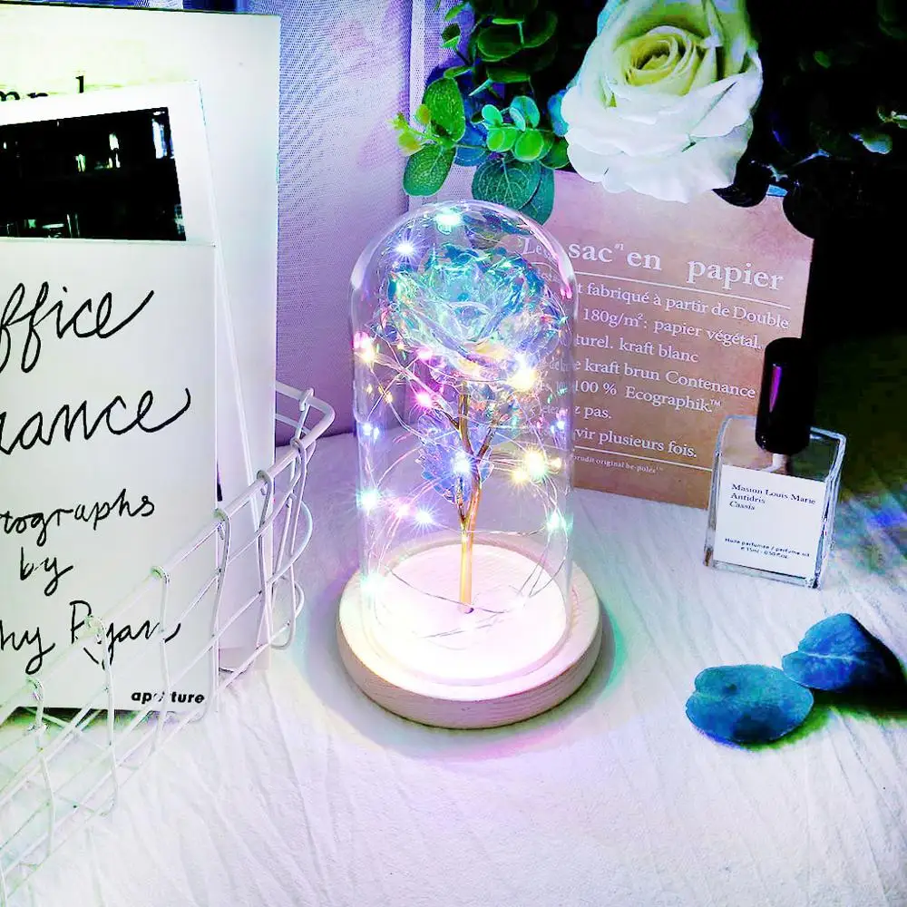 Искусственные цветы красота и чудовище Роза в стеклянном куполе forever rose красная